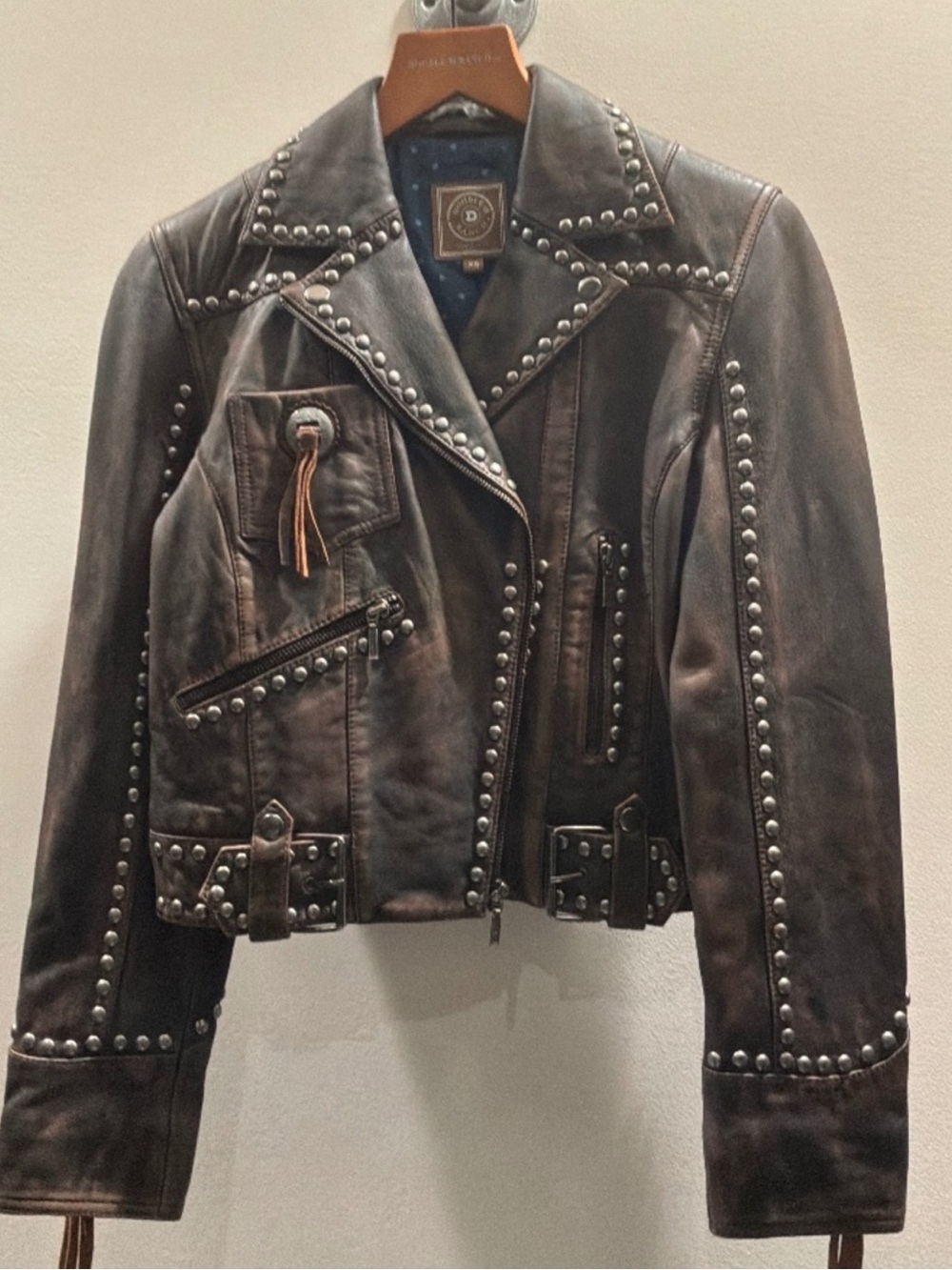 Double D Ranch Open Range Studded Leather Jacket with Conchos RTL $1295 XS NWT - Picture 4 of 16